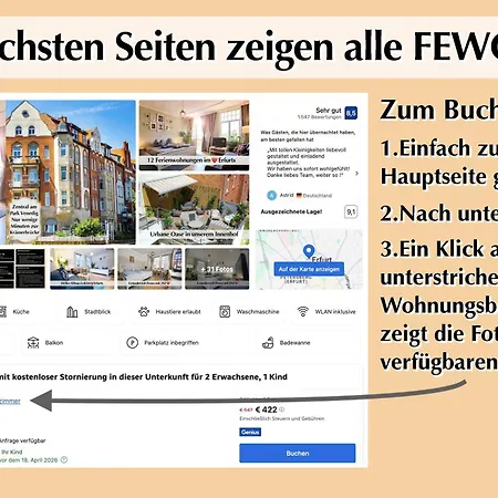 12 Fewos Im Jugendstilhaus Mit Aufzug, Grosser Terrasse, Kingsize-betten, 250mbts Wlan, 55 Zoll Smart-tv - Nur Ein Kurzer Spaziergang Durch Den Park Venedig Zur Kraemerbruecke - Gaststaette Im Haus * Erfurt