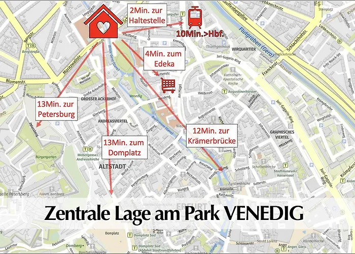 Διαμέρισμα 12 Fewos Im Jugendstilhaus Mit Aufzug, Grosser Terrasse, Kingsize-betten, 250mbts Wlan, 55 Zoll Smart-tv - Nur Ein Kurzer Spaziergang Durch Den Park Venedig Zur Kraemerbruecke - Gaststaette Im Haus Ερφούρτη